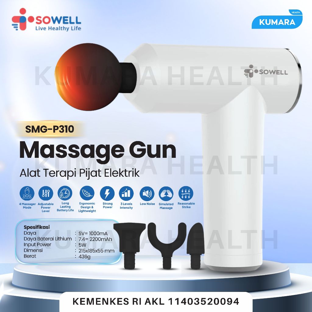 SOWELL - Multi Spot Massage Gun SMG-P310 | Alat Terapi Pijat Elektrik 1 SOWELL - Multi Spot Massage Gun SMG-P310 | Alat Terapi Pijat Elektrik