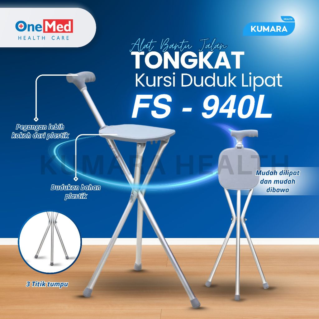 ONEMED - Tongkat + Kursi Duduk Lipat FS 940L 1 ONEMED - Tongkat + Kursi Duduk Lipat FS 940L