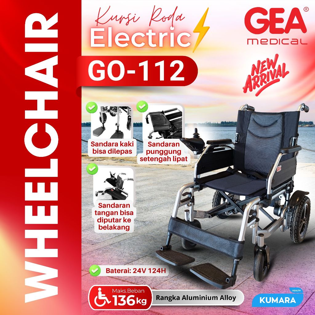 GEA - Kursi Roda Elektrik GO-112 | Heavy Duty Electric Wheelchair Up to136kg 1 GEA - Kursi Roda Elektrik GO-112 | Heavy Duty Electric Wheelchair Up to136kg