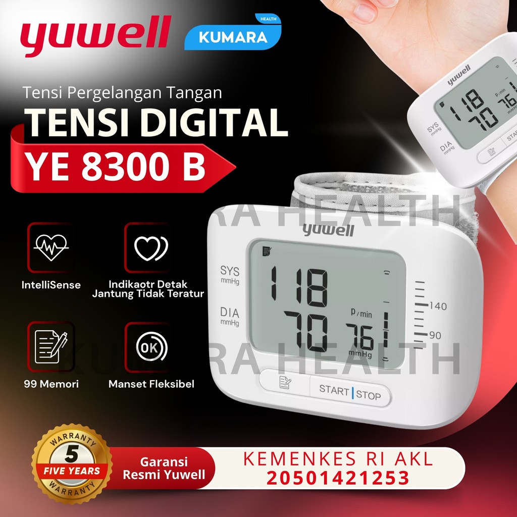 YUWELL - TENSIMETER DIGITAL WRIST YE 8300 B 1 YUWELL - TENSIMETER DIGITAL WRIST YE 8300 B