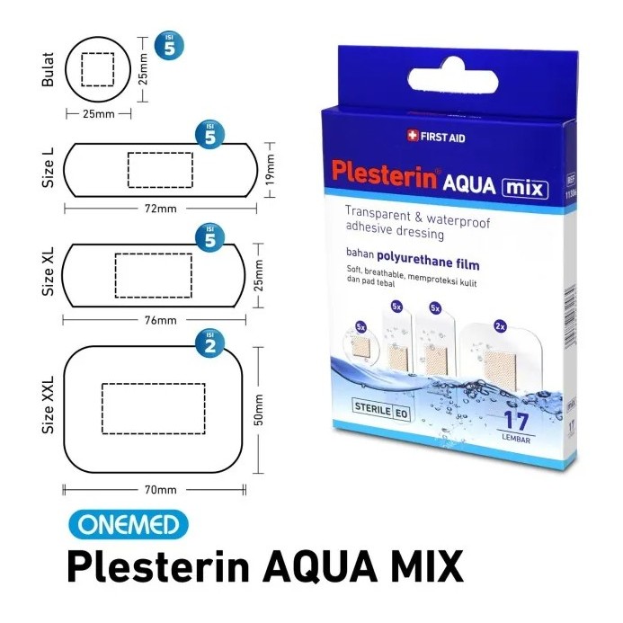 ONEMED - Plesterin Aqua MIX isi 17's / Plester Transparan 3 ONEMED - Plesterin Aqua MIX isi 17's / Plester Transparan - Image 3