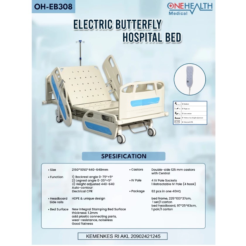 ONEHEALTH - Bed Electric EB 308 Butterfly / Bed Pasien Elektrik Kupu-Kupu 3 ONEHEALTH - Bed Electric EB 308 Butterfly / Bed Pasien Elektrik Kupu-Kupu - Image 3