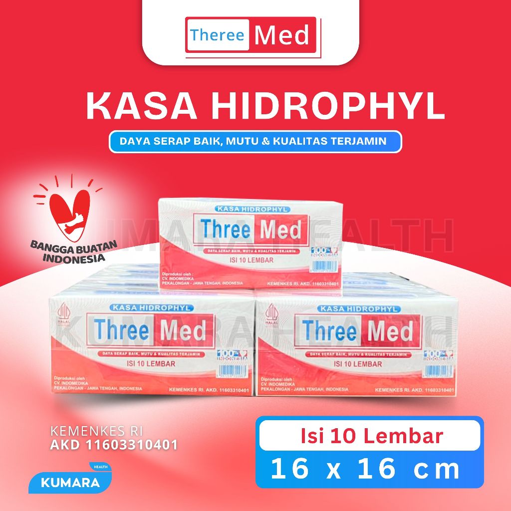 THREE MED - Kasa Kotak 16X16 Isi 10Pack | Kasa Hidrofil | KUMARA 1 THREE MED - Kasa Kotak 16X16 Isi 10Pack | Kasa Hidrofil | KUMARA