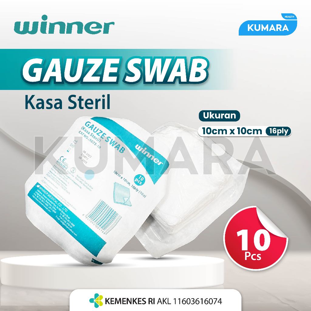WINNER - Gauze Swab Kasa Steril 10x10 cm 16 Ply 10'S 1 WINNER - Gauze Swab Kasa Steril 10x10 cm 16 Ply 10'S