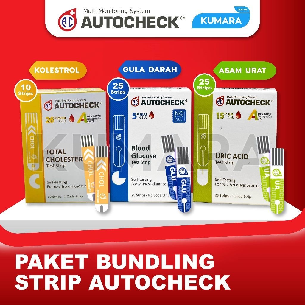 AUTOCHECK - Paket Isi Ulang Strip 3in1 / Glucose / Cholesterol / Uric Acid 1 AUTOCHECK - Paket Isi Ulang Strip 3in1 / Glucose / Cholesterol / Uric Acid