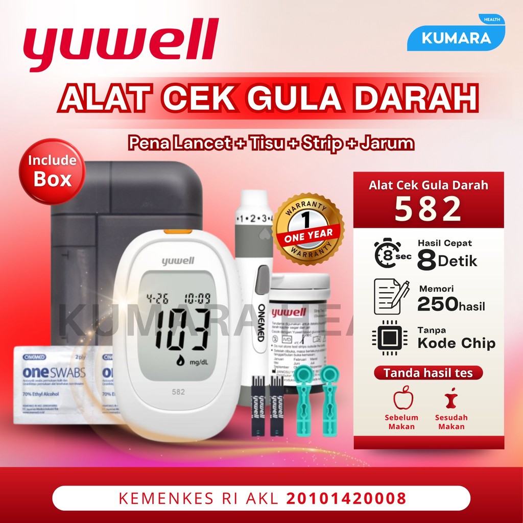 YUWELL - Alat Cek Gula Darah 582 / Blood Glucose Meter 1 YUWELL - Alat Cek Gula Darah 582 / Blood Glucose Meter