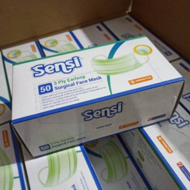 SENSI - Masker Headloop Medis 3 ply isi 50'S / Masker Hijau Medis Surgical Box 3 SENSI - Masker Headloop Medis 3 ply isi 50'S / Masker Hijau Medis Surgical Box - Image 3
