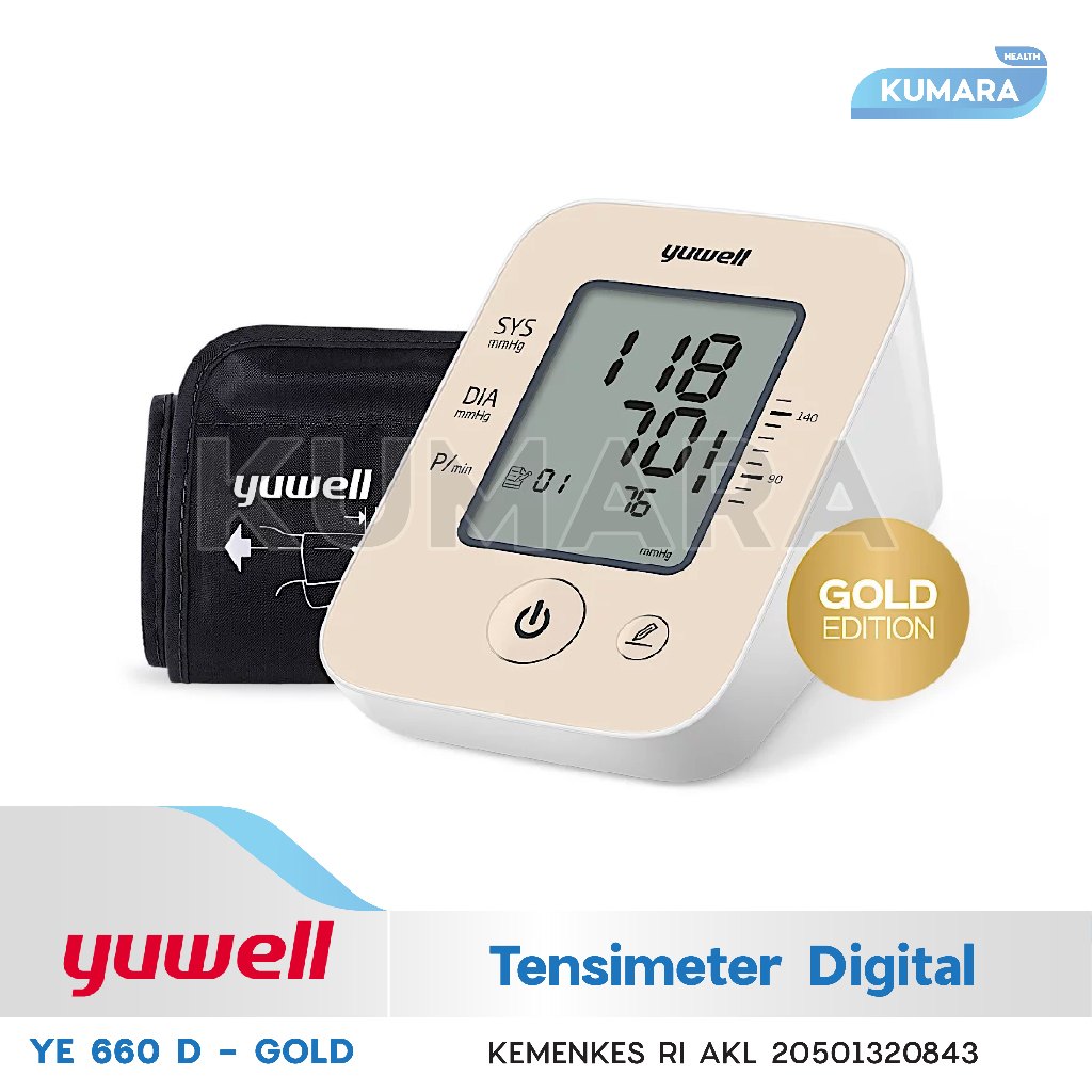 YUWELL - Tensimeter Digital YE 660 D Gold Edition / Alat Cek Tekanan Darah Digital + Cable USB 3 YUWELL - Tensimeter Digital YE 660 D Gold Edition / Alat Cek Tekanan Darah Digital + Cable USB - Image 3