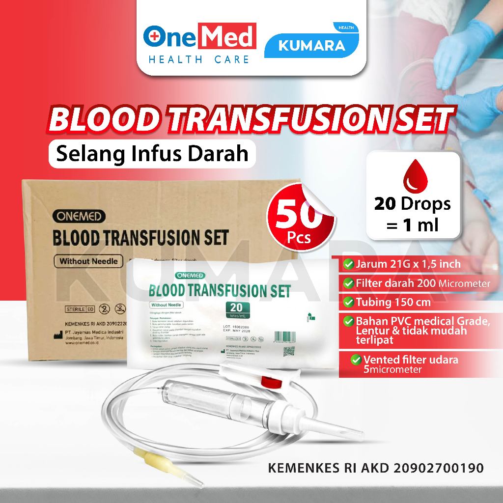 ONEMED - Blood Set / Blood Transfusion Set Box isi 50's 1 ONEMED - Blood Set / Blood Transfusion Set Box isi 50's