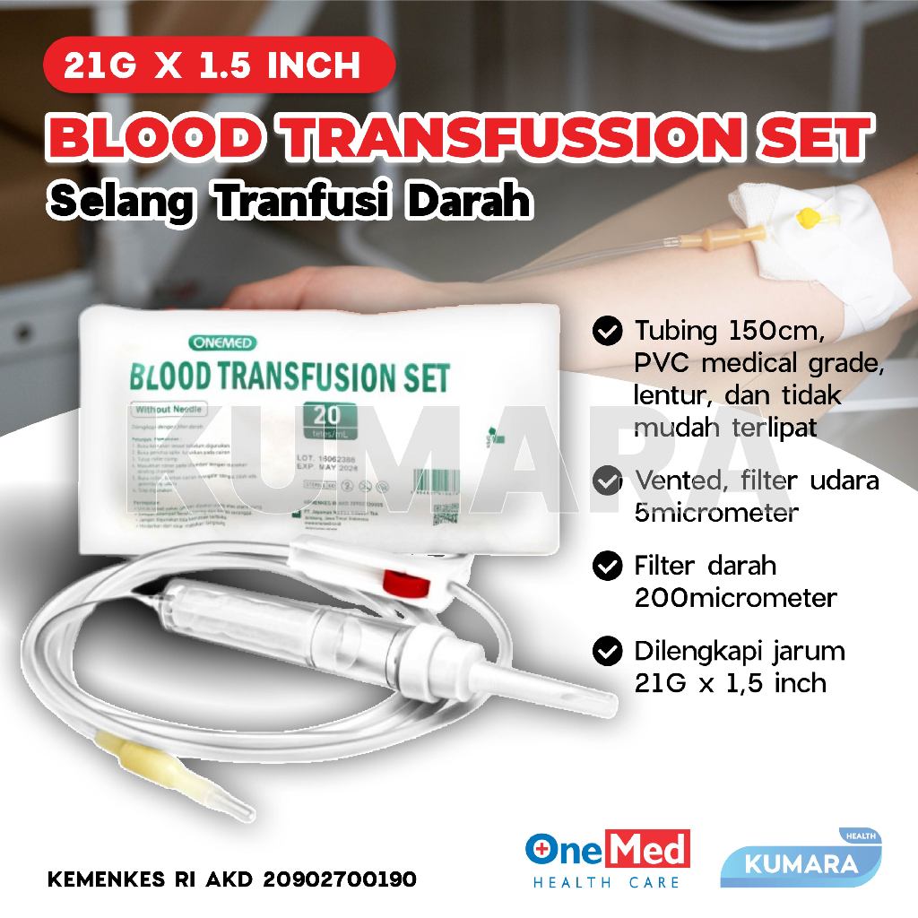 ONEMED - Blood Set / Blood Transfusion Set Pcs 1 ONEMED - Blood Set / Blood Transfusion Set Pcs