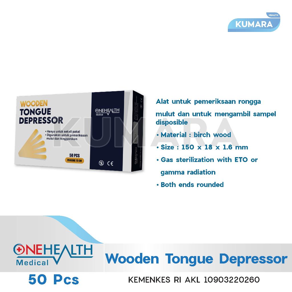 ONEHEALTH - Wooden Tongue Depressor Box isi 50's 2 ONEHEALTH - Wooden Tongue Depressor Box isi 50's - Image 2