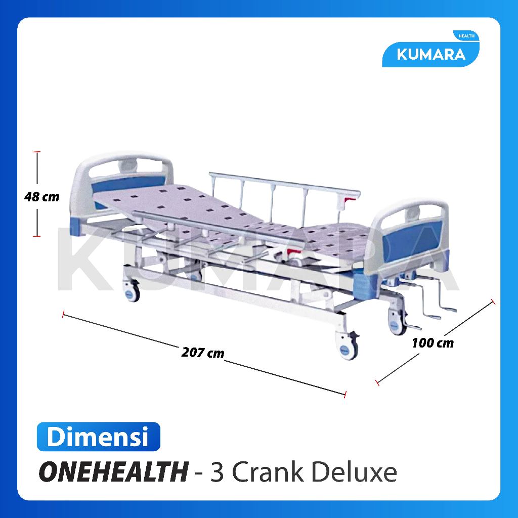 ONEHEALTH - Hospital Bed Manual 3 Crank Delux / Bed Pasien Manual3 Engkol 2 ONEHEALTH - Hospital Bed Manual 3 Crank Delux / Bed Pasien Manual3 Engkol - Image 2