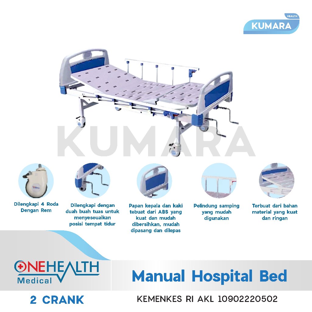 ONEHEALTH - Hospital Bed Manual 2 Crank Delux / Bed Pasien Manual 2 Engkol 3 ONEHEALTH - Hospital Bed Manual 2 Crank Delux / Bed Pasien Manual 2 Engkol - Image 3