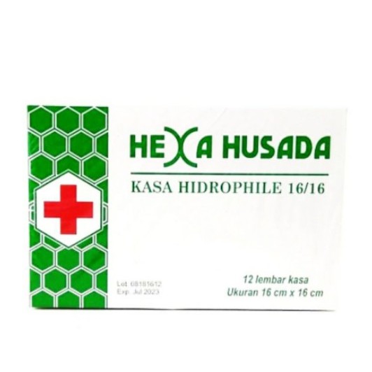 HEXA HUSADA - kasa Hidrofil 16X16 / Kasa Steril isi 12's Box 1 HEXA HUSADA - kasa Hidrofil 16X16 / Kasa Steril isi 12's Box