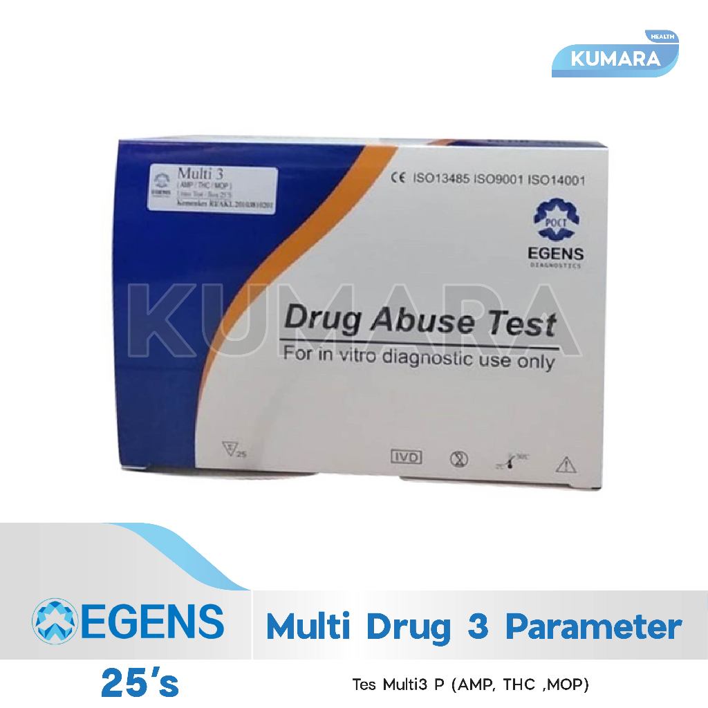 EGENS - Multi Drug Test 3 Parameter / Drug Abuse Test Cassete 25's 1 EGENS - Multi Drug Test 3 Parameter / Drug Abuse Test Cassete 25's
