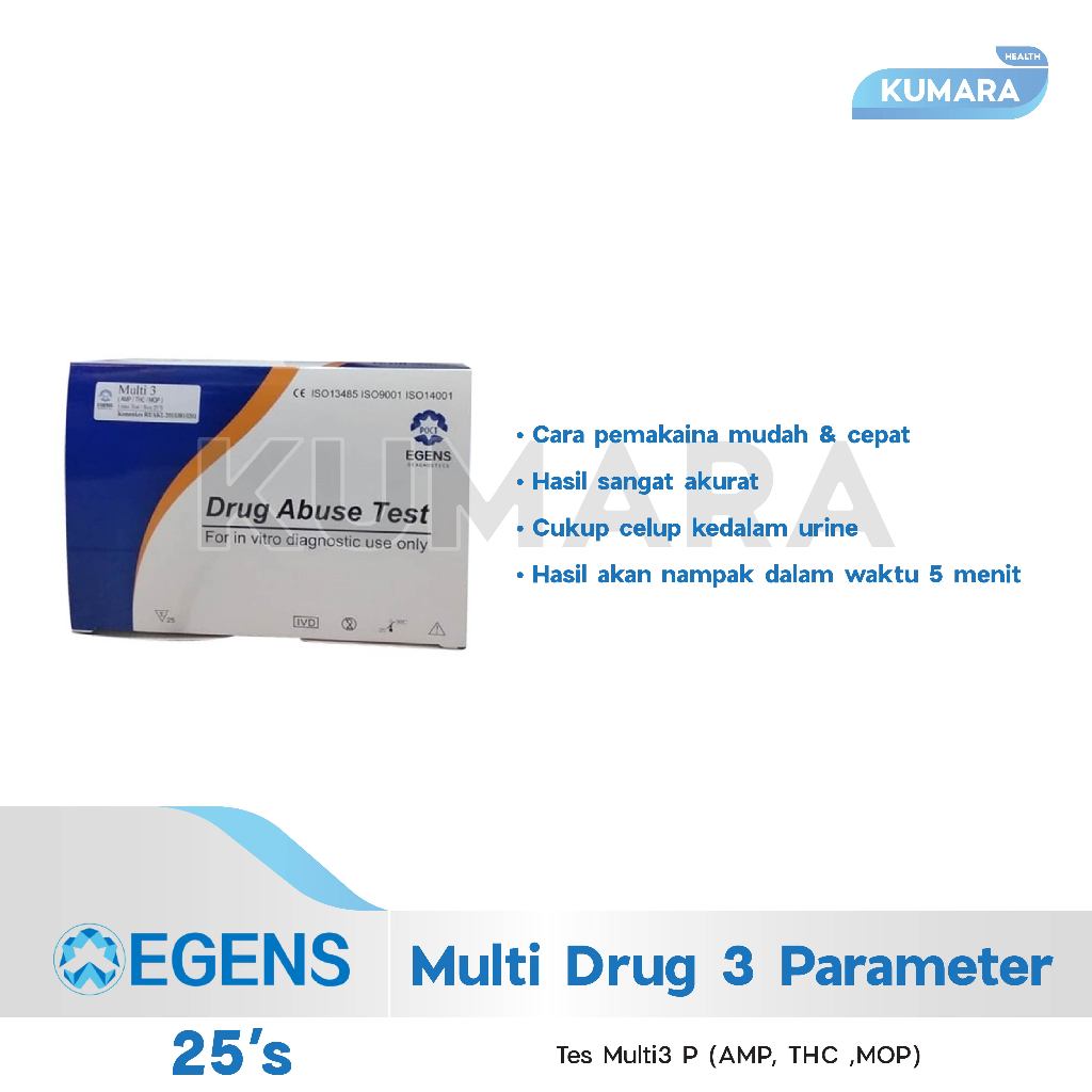 EGENS - Multi Drug Test 3 Parameter / Drug Abuse Test Cassete 25's 2 EGENS - Multi Drug Test 3 Parameter / Drug Abuse Test Cassete 25's - Image 2