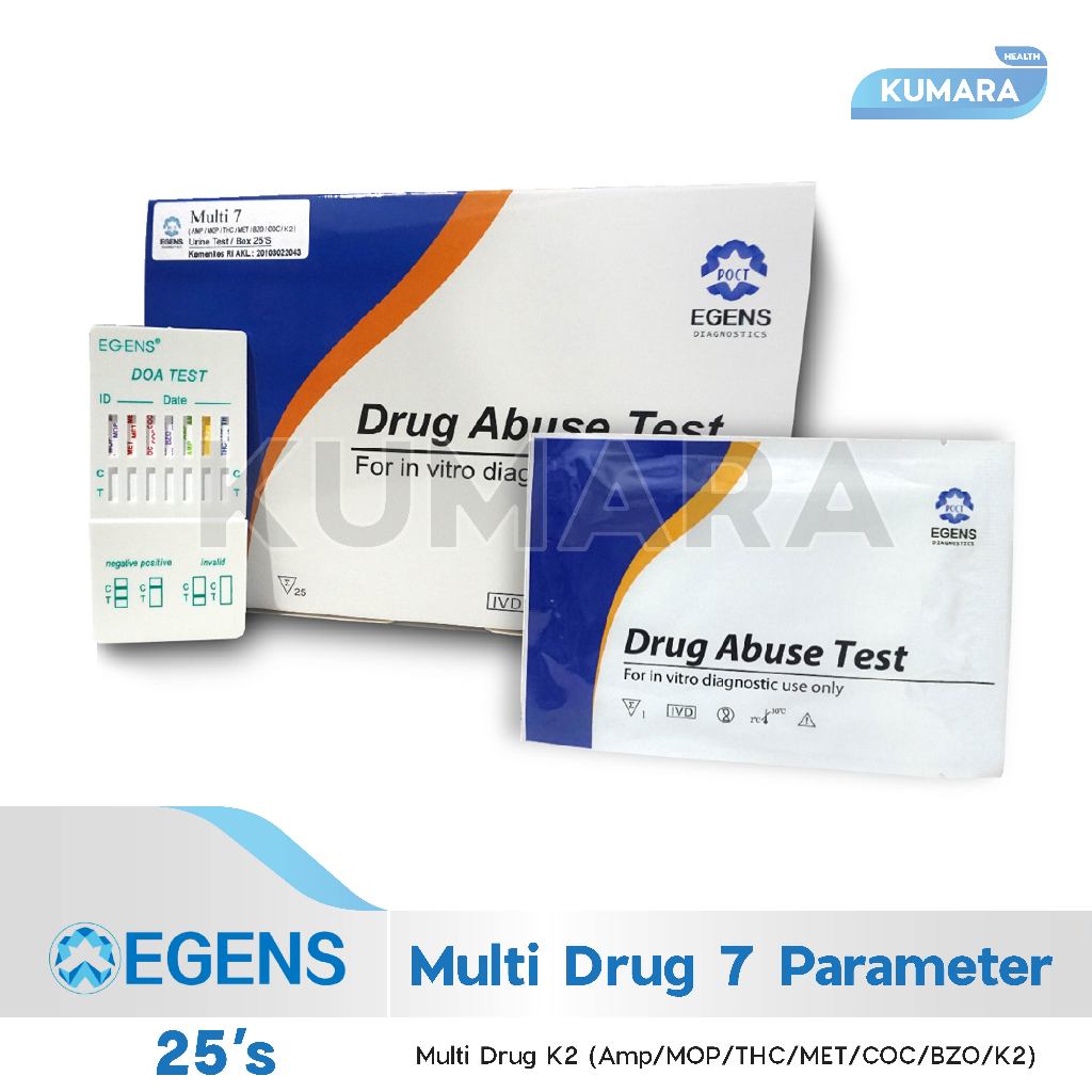 EGENS - Multi Drug Test 7 Parameter K2 / Drug Abuse Test Cassete 25's 1 EGENS - Multi Drug Test 7 Parameter K2 / Drug Abuse Test Cassete 25's