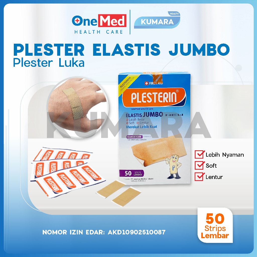 ONEMED - Plesterin Elastis Jumbo / Plester Luka 1 Box isi 50'S 1 ONEMED - Plesterin Elastis Jumbo / Plester Luka 1 Box isi 50'S