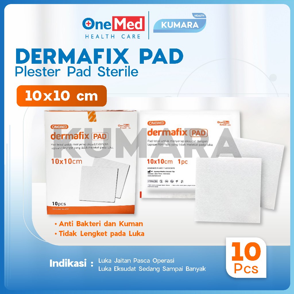 ONEMED - Dermafix Pad 10x10 Cm Plester Pad Sterile isi 10'S - BOX 1 ONEMED - Dermafix Pad 10x10 Cm Plester Pad Sterile isi 10'S - BOX