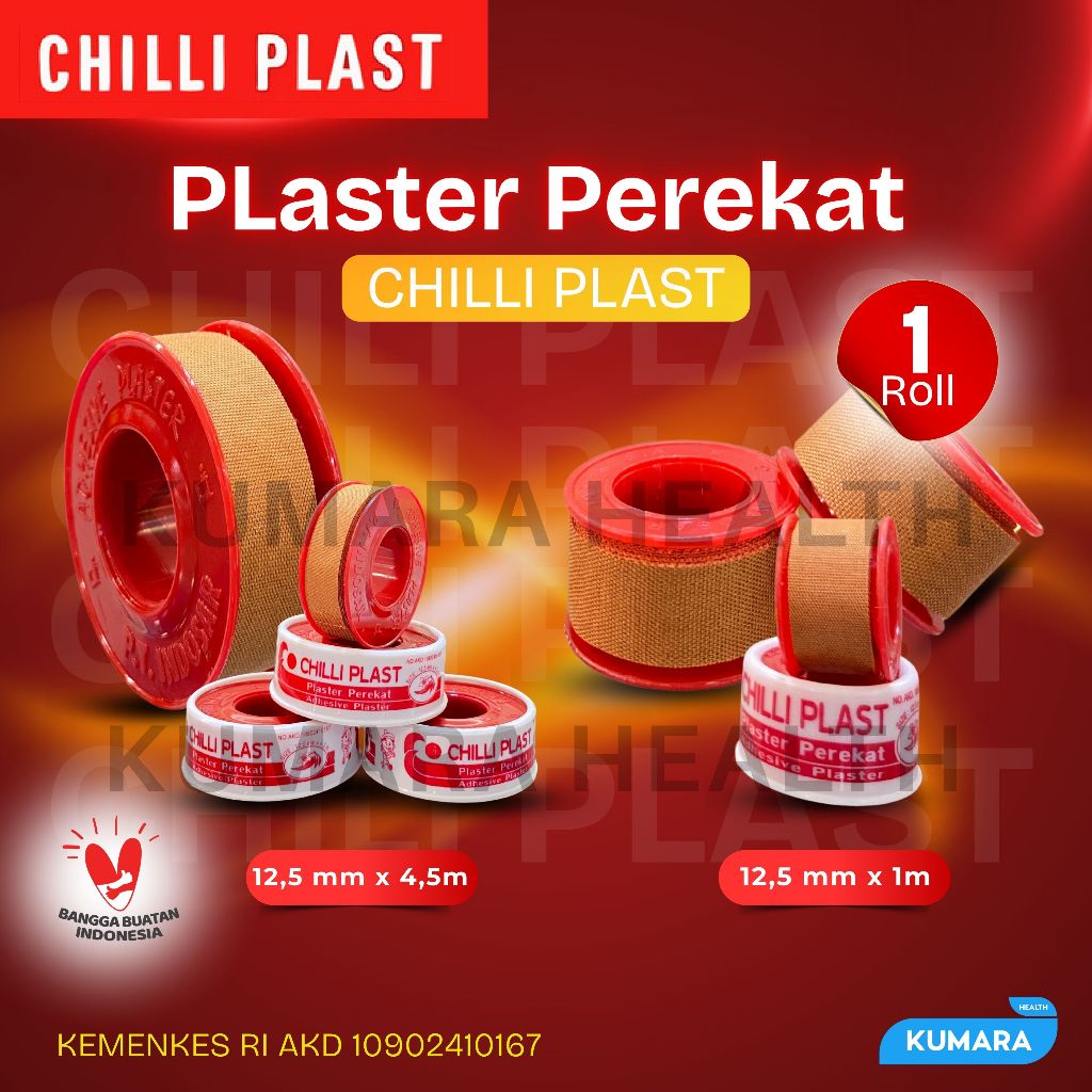 CHILI PLAST - Plester Perekat 1.25 cm x 1 m Roll 1 CHILI PLAST - Plester Perekat 1.25 cm x 1 m Roll
