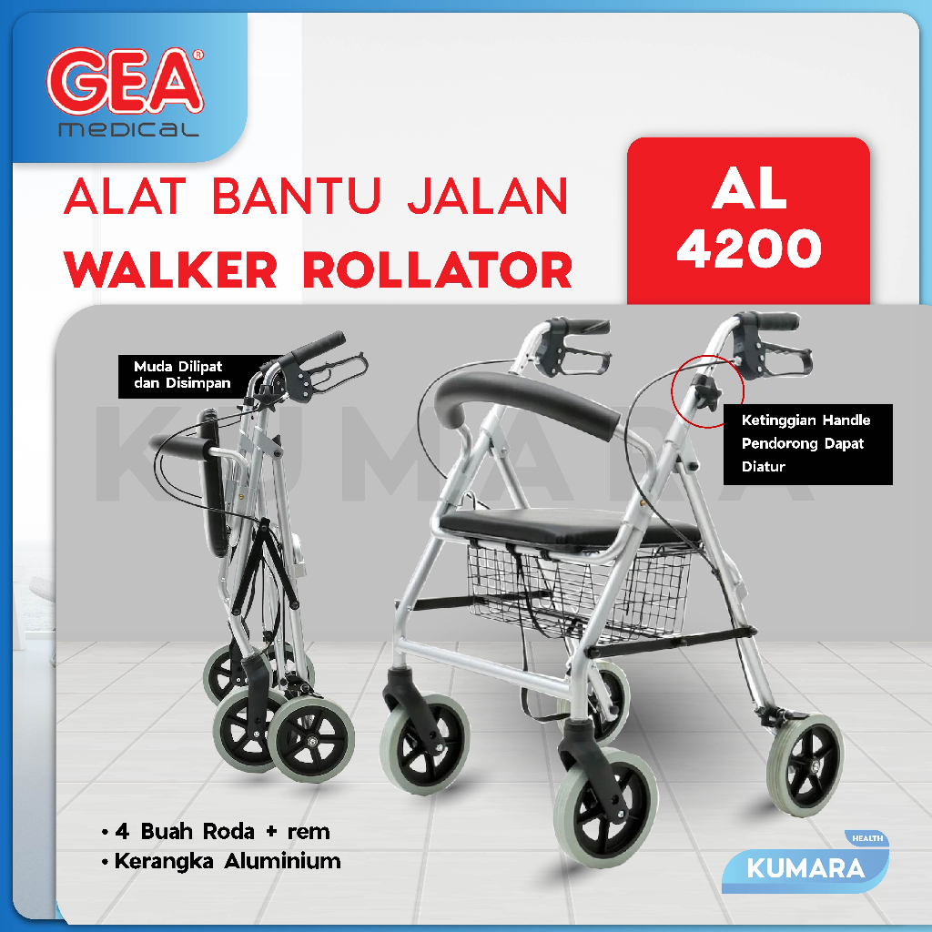 GEA - Rollator Alumunium AL-4200 / Alat Bantu Jalan 1 GEA - Rollator Alumunium AL-4200 / Alat Bantu Jalan