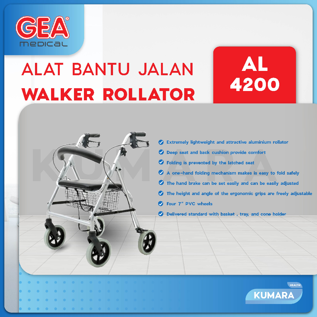 GEA - Rollator Alumunium AL-4200 / Alat Bantu Jalan 2 GEA - Rollator Alumunium AL-4200 / Alat Bantu Jalan - Image 2