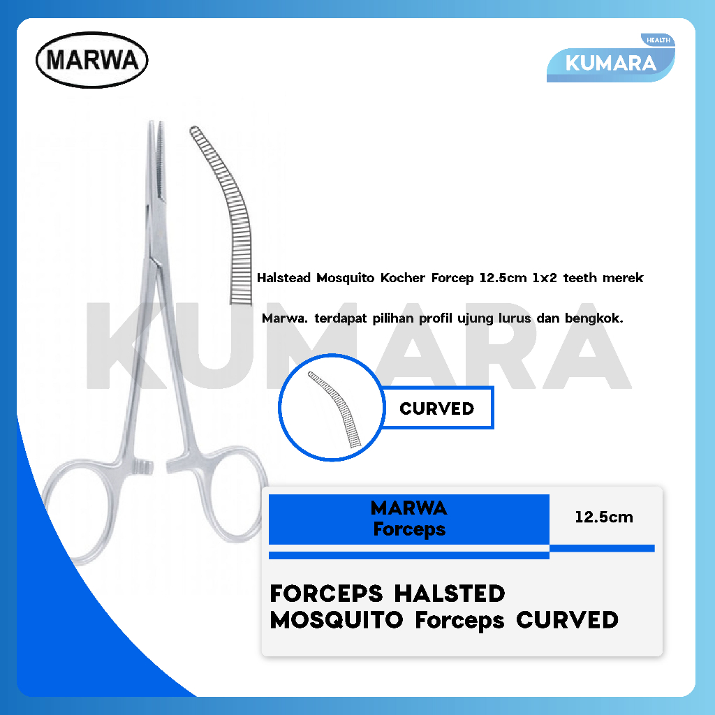 MARWA - Halstead Mosquito Pean Forceps Curved 12.5cm / Klem Arteri Mosquito Bengkok 1 MARWA - Halstead Mosquito Pean Forceps Curved 12.5cm / Klem Arteri Mosquito Bengkok