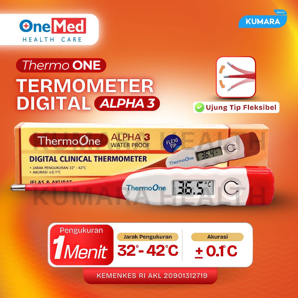 ONEMED - Termometer Digital Flexy ThermoOne Alpha 3 / Ujung Fleksibel Water Proof 1 ONEMED - Termometer Digital Flexy ThermoOne Alpha 3 / Ujung Fleksibel Water Proof