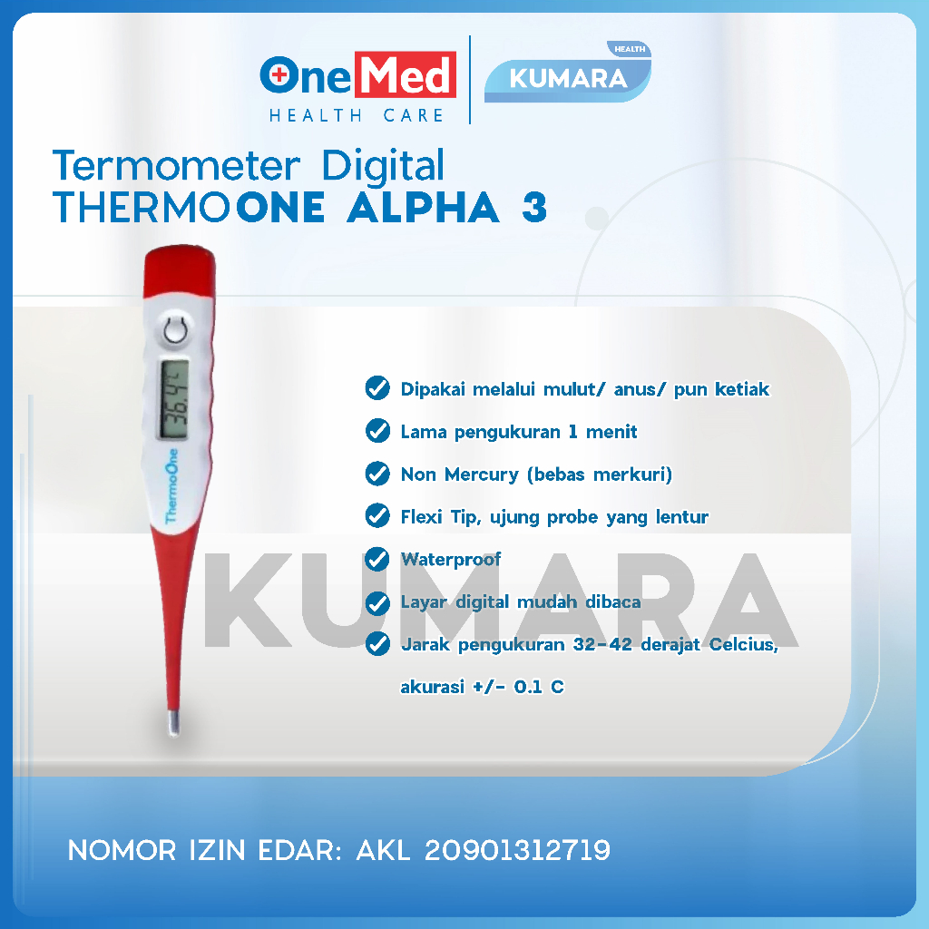 ONEMED - Termometer Digital Flexy ThermoOne Alpha 3 / Ujung Fleksibel Water Proof 2 ONEMED - Termometer Digital Flexy ThermoOne Alpha 3 / Ujung Fleksibel Water Proof - Image 2