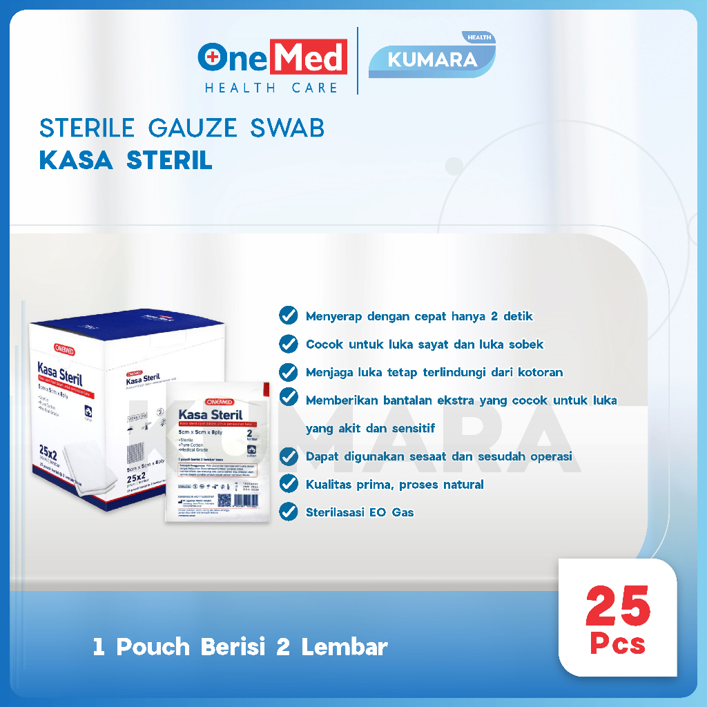 Kasa Steril 5 x 5 cm OneMed 8 ply Isi 2 Lembar Box isi 25 Pouch 2 Kasa Steril 5 x 5 cm OneMed 8 ply Isi 2 Lembar Box isi 25 Pouch - Image 2