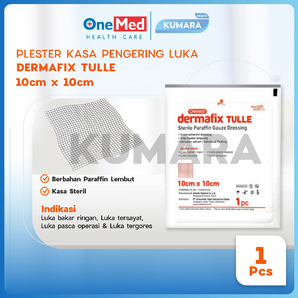 ONEMED - Dermafix Tulle 10x10cm / Plaster luka Paraffin Gauze Pcs 1 ONEMED - Dermafix Tulle 10x10cm / Plaster luka Paraffin Gauze Pcs