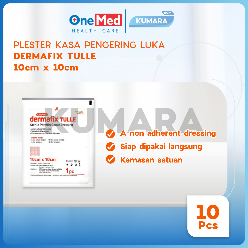 ONEMED - Dermafix Tulle 10x10cm / Plaster luka Paraffin Gauze Box isi 10's 2 ONEMED - Dermafix Tulle 10x10cm / Plaster luka Paraffin Gauze Box isi 10's - Image 2