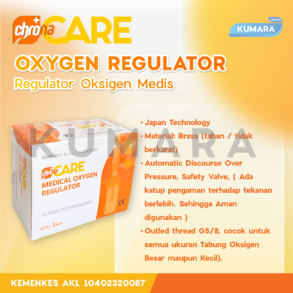 CHRONA CARE Regulator Oksigen | Teknologi Jepang & Material Brass | BOX 2 CHRONA CARE Regulator Oksigen | Teknologi Jepang & Material Brass | BOX - Image 2