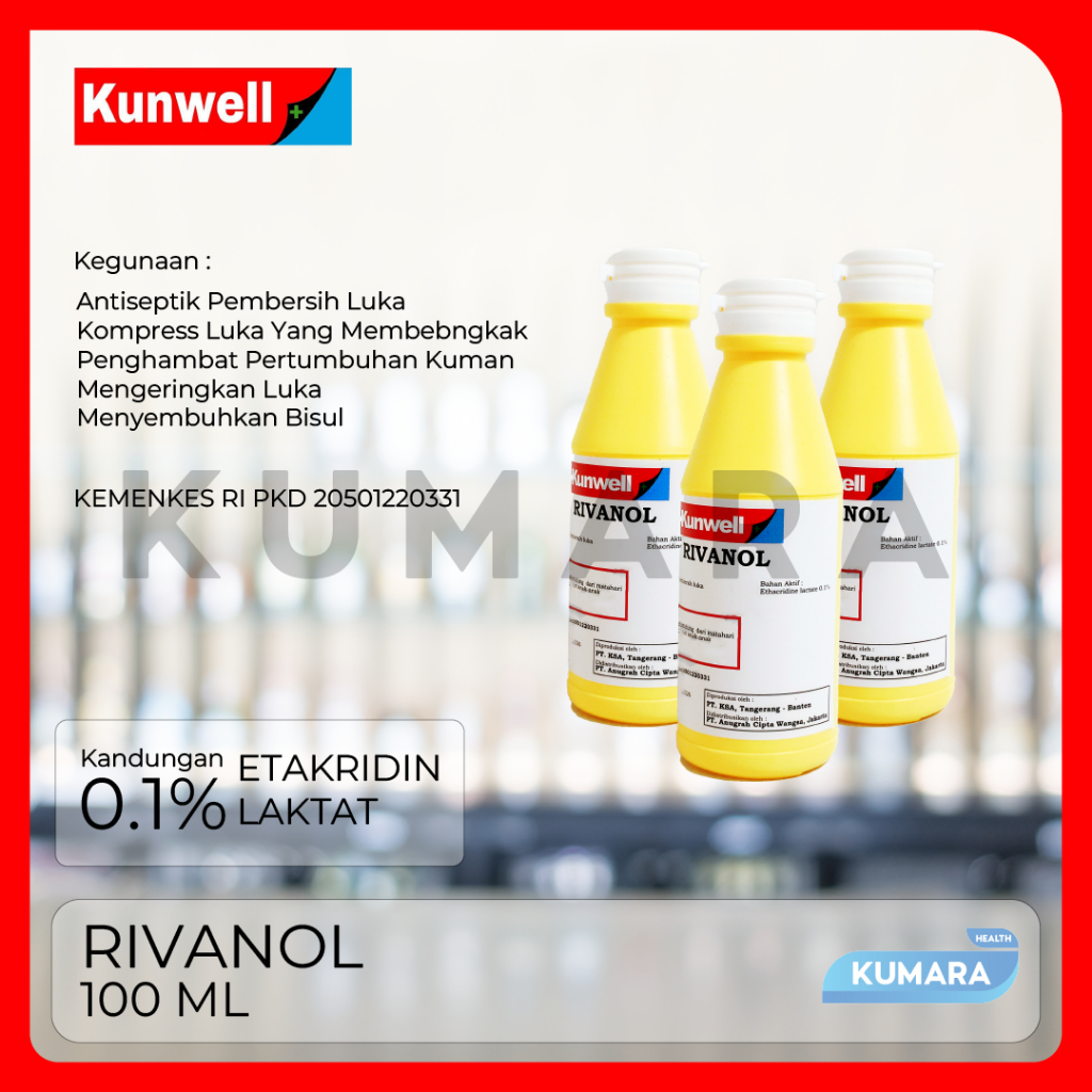 KUNWELL - Rivanol 100 ml / Antiseptik Rivanol 1 KUNWELL - Rivanol 100 ml / Antiseptik Rivanol