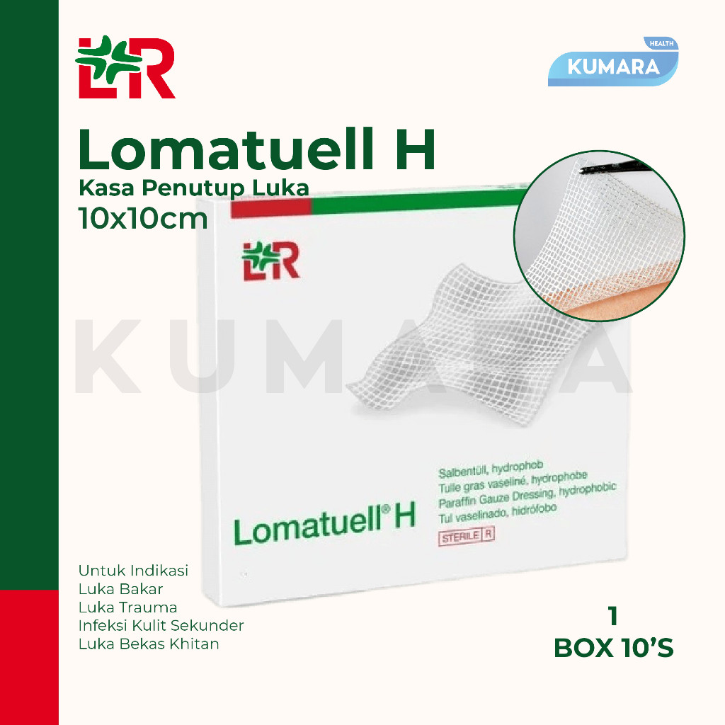 LOMATUELL H - Kasa Pentutup Luka 10x10cm / Wound Dressing Box isi 10's 1 LOMATUELL H - Kasa Pentutup Luka 10x10cm / Wound Dressing Box isi 10's