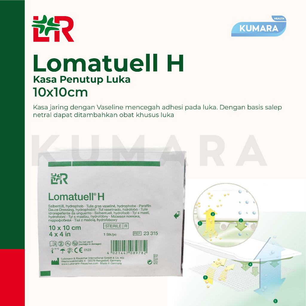 LOMATUELL H - Kasa Pentutup Luka 10x10cm / Wound Dressing Box isi 10's 2 LOMATUELL H - Kasa Pentutup Luka 10x10cm / Wound Dressing Box isi 10's - Image 2
