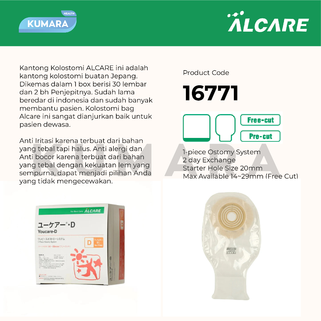 ALCARE - Colostomy Bag 16771 Youcare-D / Kantong Kolostomi Alcare Pcs 2 ALCARE - Colostomy Bag 16771 Youcare-D / Kantong Kolostomi Alcare Pcs - Image 2