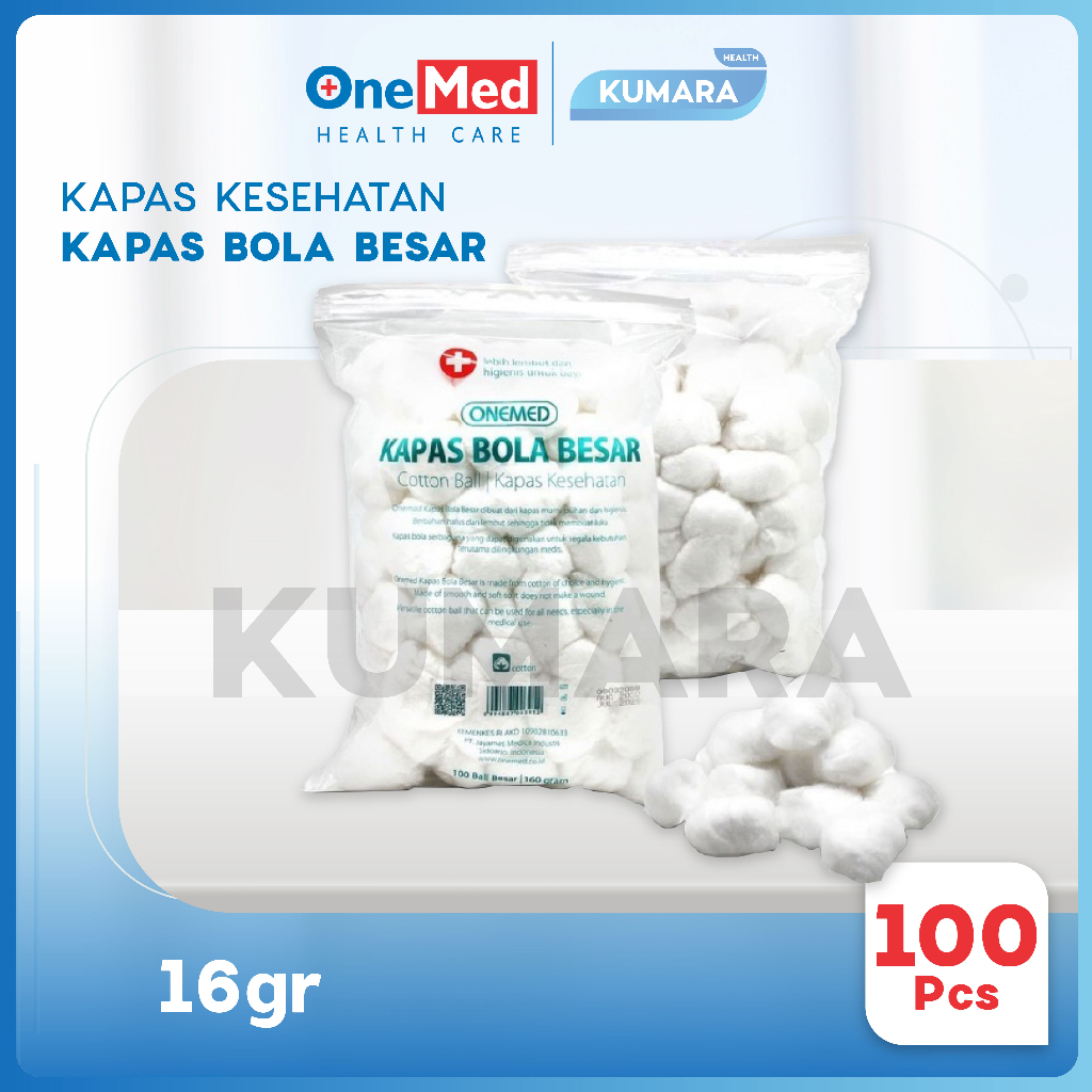 ONEMED - Kapas Bola Besar 160gr / Cotton Ball isi 100's 1 ONEMED - Kapas Bola Besar 160gr / Cotton Ball isi 100's