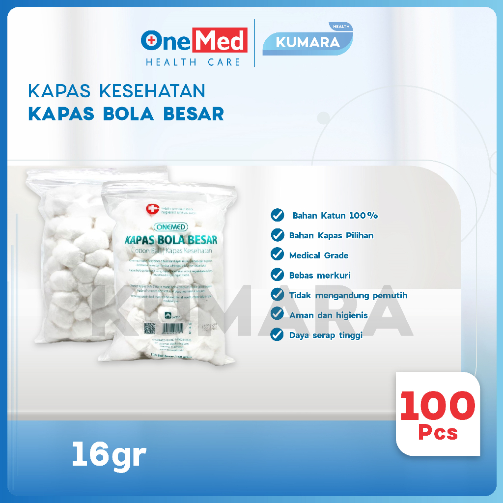 ONEMED - Kapas Bola Besar 160gr / Cotton Ball isi 100's 2 ONEMED - Kapas Bola Besar 160gr / Cotton Ball isi 100's - Image 2