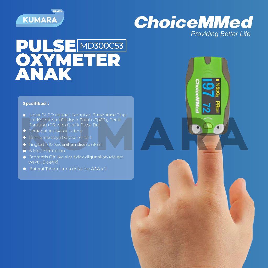 CHOICEMMED - Fingertip Pulse Oximeter Anak MD300C53 / Oksimeter Anak 2 CHOICEMMED - Fingertip Pulse Oximeter Anak MD300C53 / Oksimeter Anak - Image 2
