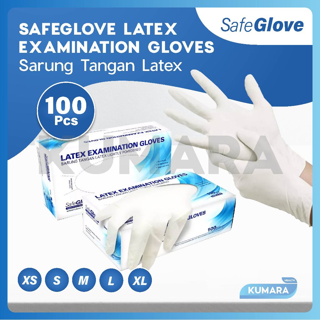 SAFEGLOVE - Sarung Tangan Latex Powdered Exam Glove 1 SAFEGLOVE - Sarung Tangan Latex Powdered Exam Glove