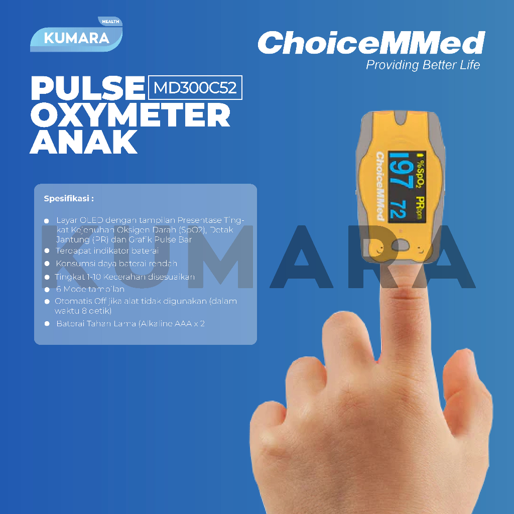 CHOICEMMED - Fingertip Pulse Oximeter Anak MD300C52 / Oksimeter Anak 2 CHOICEMMED - Fingertip Pulse Oximeter Anak MD300C52 / Oksimeter Anak - Image 2