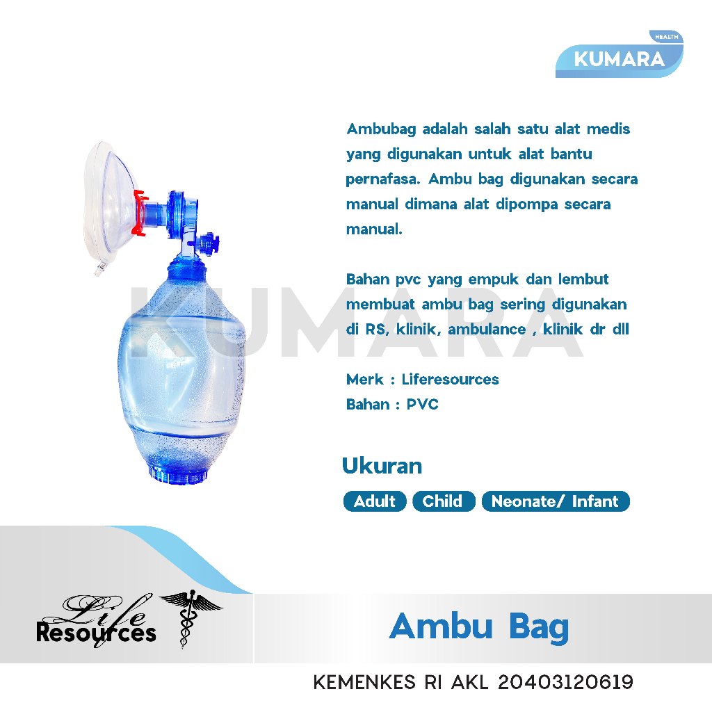 LIFE RESOURCES - Ambu Bag / Manual Resuscitator 2 LIFE RESOURCES - Ambu Bag / Manual Resuscitator - Image 2