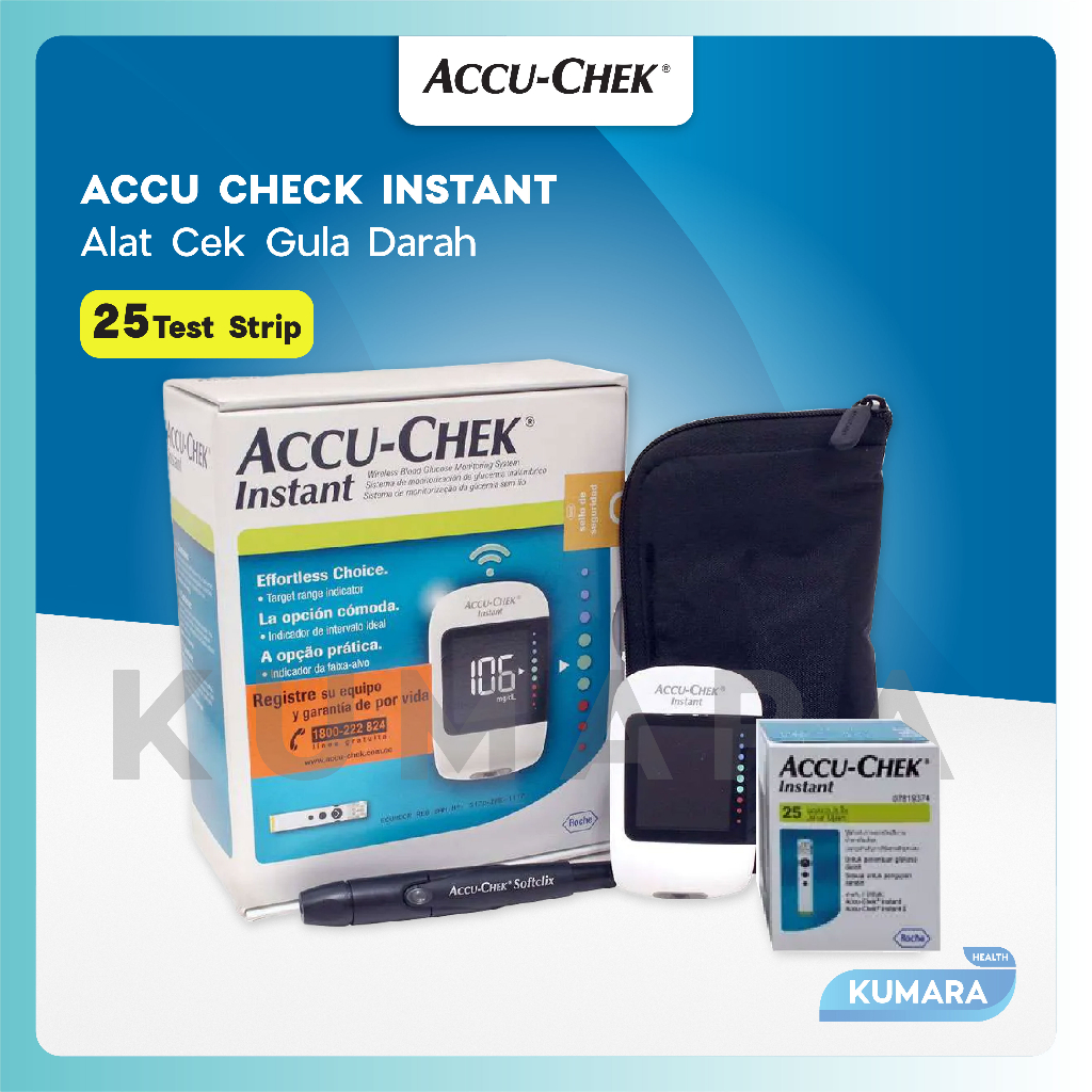 ACCU-CHEK - Alat Tes Gula Darah Instant + 25 Strip / Instant Blood Glucose Meter 1 ACCU-CHEK - Alat Tes Gula Darah Instant + 25 Strip / Instant Blood Glucose Meter