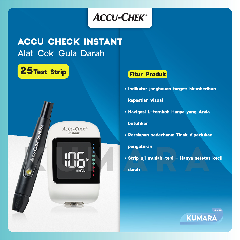 ACCU-CHEK - Alat Tes Gula Darah Instant + 25 Strip / Instant Blood Glucose Meter 2 ACCU-CHEK - Alat Tes Gula Darah Instant + 25 Strip / Instant Blood Glucose Meter - Image 2