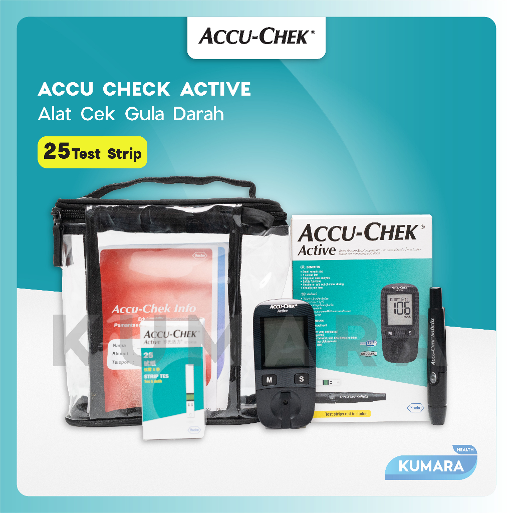 ACCU-CHEK - Alat Tes Gula Darah Active + 25 Strip / Active Blood Glucose Meter 1 ACCU-CHEK - Alat Tes Gula Darah Active + 25 Strip / Active Blood Glucose Meter