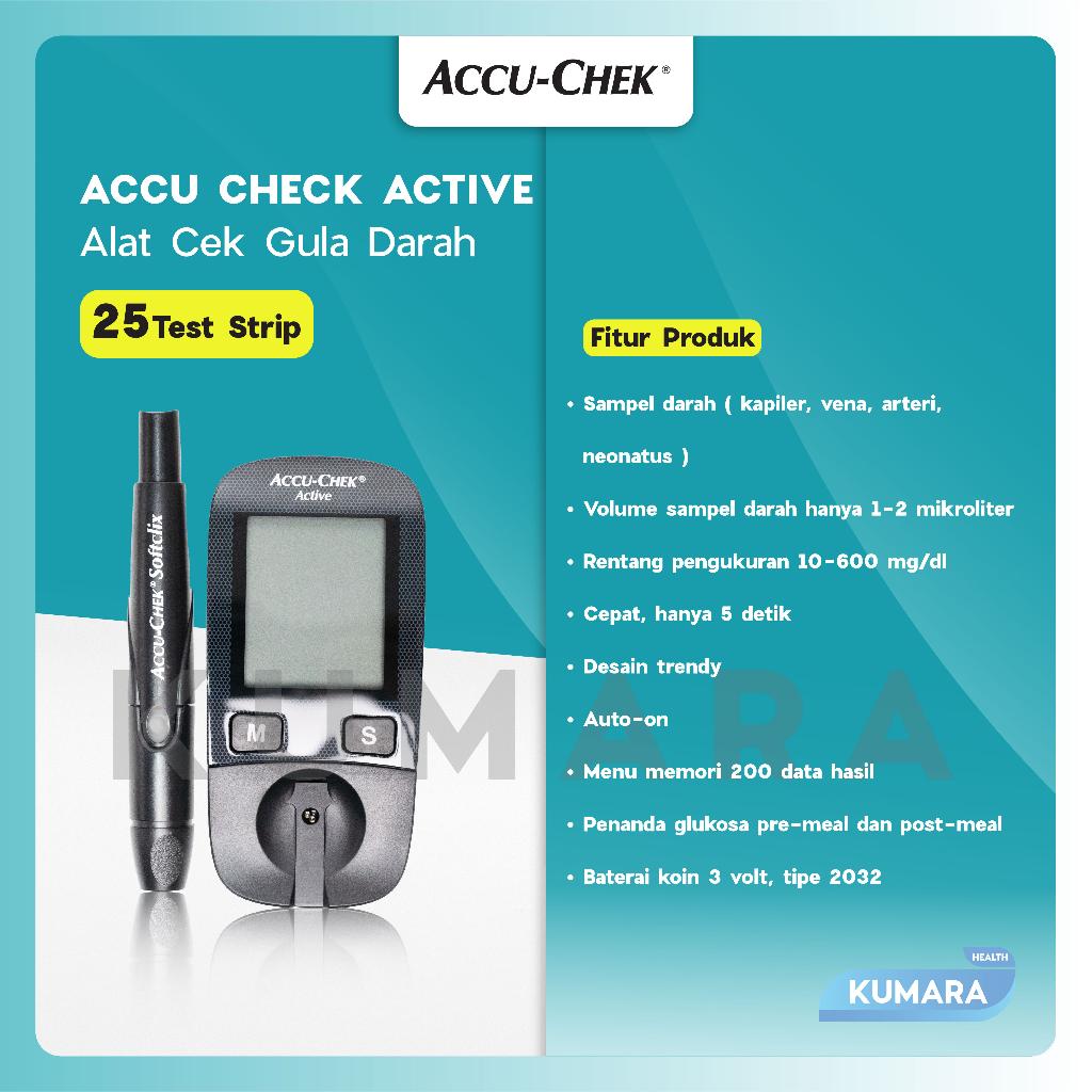 ACCU-CHEK - Alat Tes Gula Darah Active + 25 Strip / Active Blood Glucose Meter 2 ACCU-CHEK - Alat Tes Gula Darah Active + 25 Strip / Active Blood Glucose Meter - Image 2