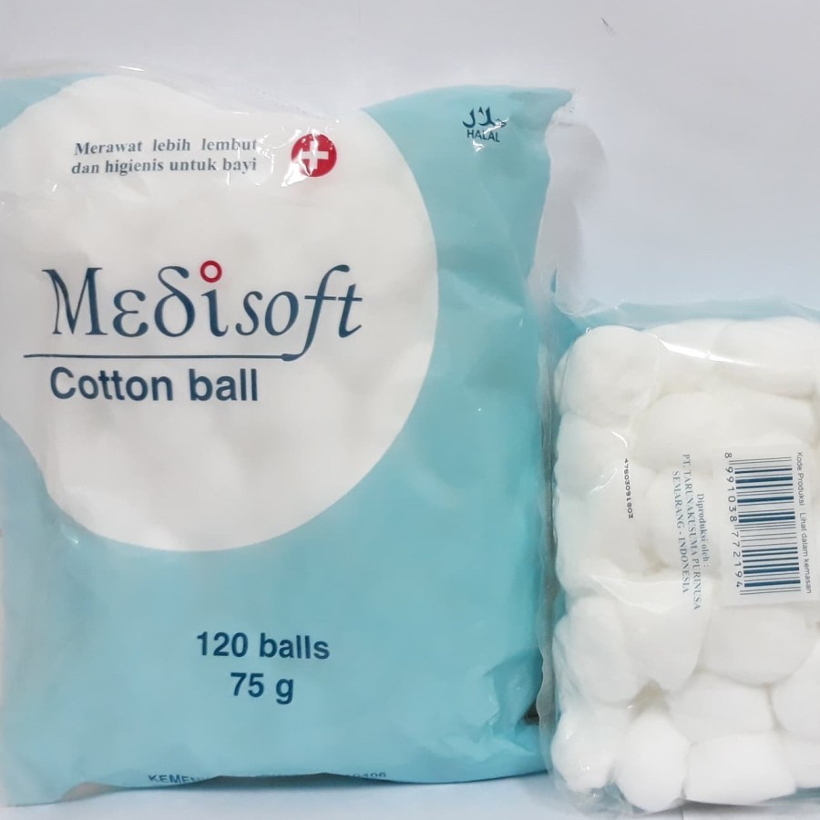 MEDISOFT - Cotton Ball | Kapas Bulat 120ball 75g 1 MEDISOFT - Cotton Ball | Kapas Bulat 120ball 75g