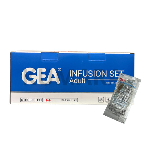 GEA - Infuset Dewasa & Anak / Infusion Set Selang Infus BOX isi 50's 1 GEA - Infuset Dewasa & Anak / Infusion Set Selang Infus BOX isi 50's