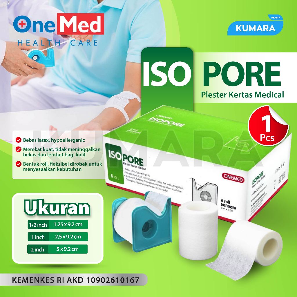 ONEMED - Isopore Dispenser / Plester Kertas Paper Tape PCS 1 ONEMED - Isopore Dispenser / Plester Kertas Paper Tape PCS